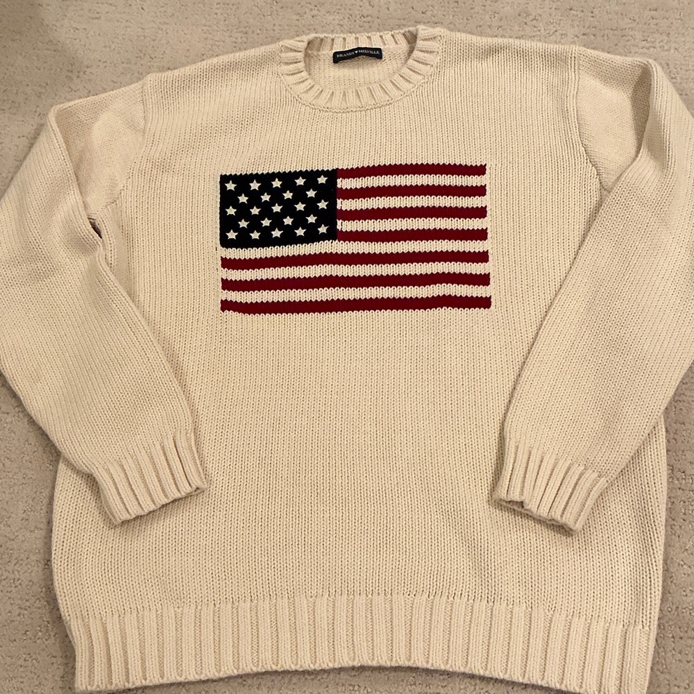 Brandy Melville Ivory Sweater with American Flag